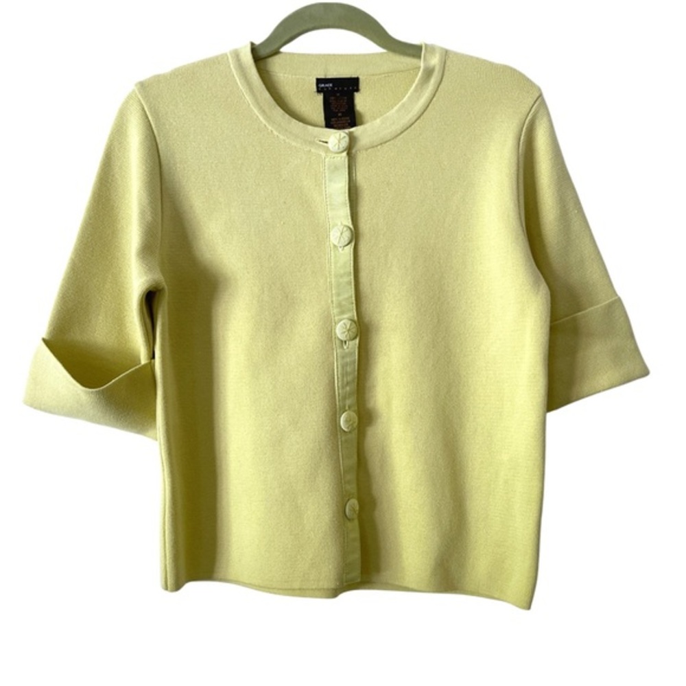 Grace Elements Lime Green Short Sleeve‎ Sweater Cardigan M